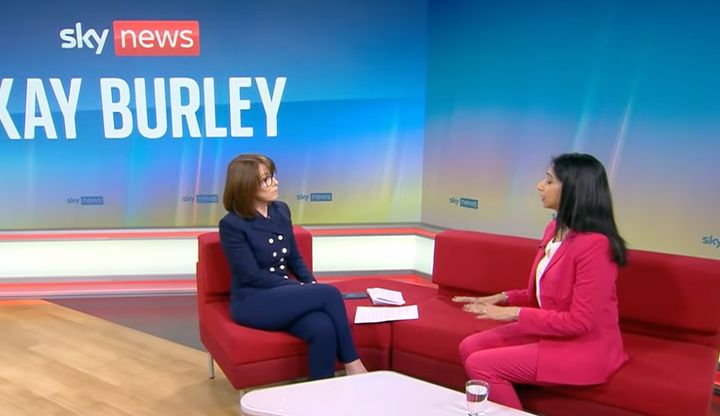 Kay Burley clashed with Suella Braverman on Sky