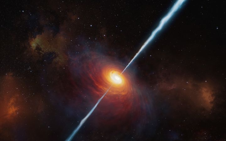 Καλλιτεχνική απεικόνιση του κβάζαρ Ρ172+18. Credit: ESO- M Kornmesser
