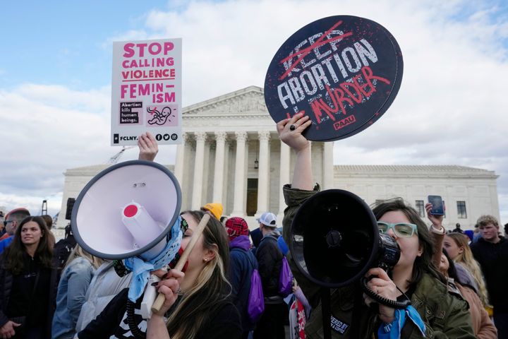 FILE - Anti-abortion demonstrators rally outside of the U.S. Supreme Court during the March for Life, Jan. 20, 2023, in Washington. North Dakota on Monday, April 24, became the latest state to ban abortion in most cases — again. Gov. Doug Burgum signed a ban that has narrow exceptions: Abortion is legal in pregnancies caused by rape or incest, but only in the first six weeks. Abortion is also allowed deeper into pregnancy in specific medical emergencies.