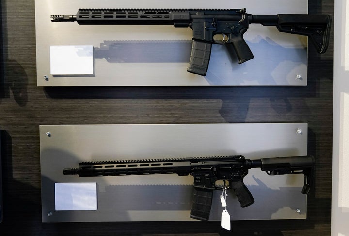 Semiautomatic rifles are displayed at a gun store in Auburn, Washington. House Bill 1240 banned the future sale, manufacture and import of assault-style semiautomatic weapons in Washington state.