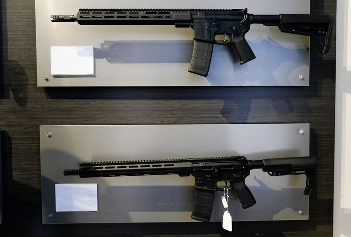 Semiautomatic rifles are displayed at a gun store in Auburn, Washington. House Bill 1240 banned the future sale, manufacture and import of assault-style semiautomatic weapons in Washington state.