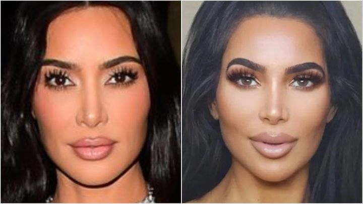 Kim Kardashian, left, and lookalike Christina Ashten Gourkani