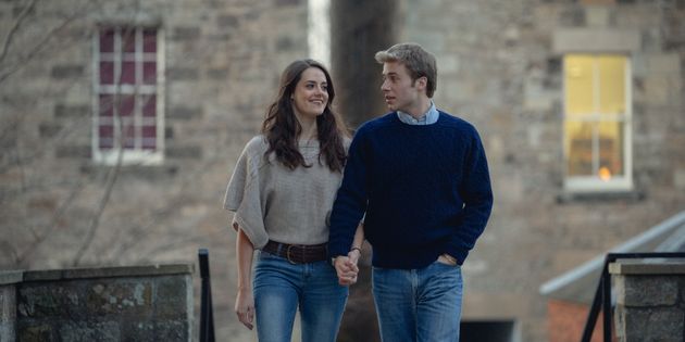 Meg Bellamy as Kate Middleton and Ed McVey as Prince William