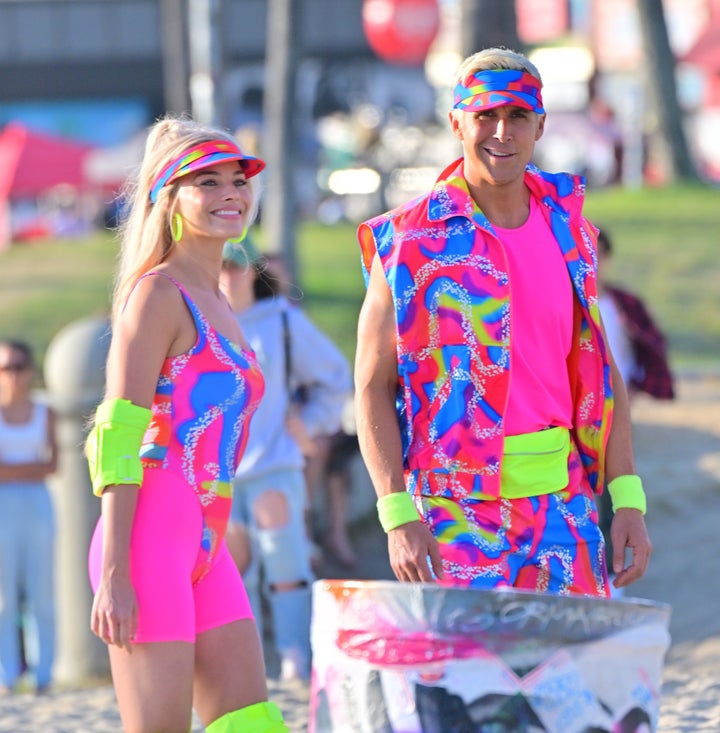 Margot Robbie and Ryan Gosling film new scenes for 'Barbie' in Venice, California, in June 2022.