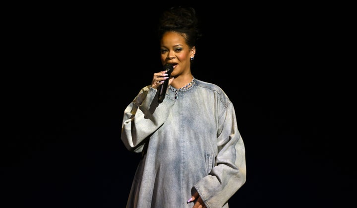 Rihanna on stage at CinemaCon 2023