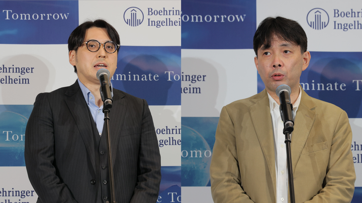 左:大塚篤司医師(近畿大学医学部 皮膚科学教室 主任教授)、右:添川雅之さん(一般社団法人INSPIRE JAPAN WPD乾癬啓発普及協会)