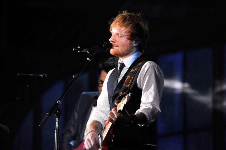 Ed Sheeran performing at the Grammys in 2015