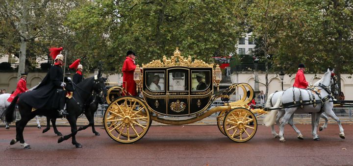 The Diamond Jubilee State Coach on the Mall in London on October 14, 2019