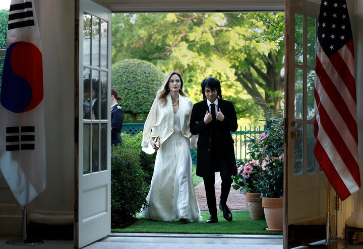 Jolie and her son Maddox arrive at the White House on April 26.