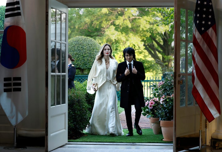 Jolie and her son Maddox arrive at the White House on April 26. 