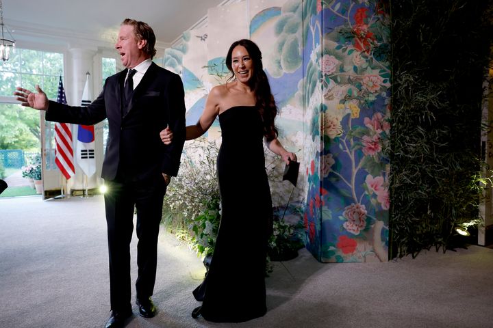 Television personalities Chip Gaines and Joanna Gaines arrive for the White House state dinner for South Korean President Yoon Suk Yeol.