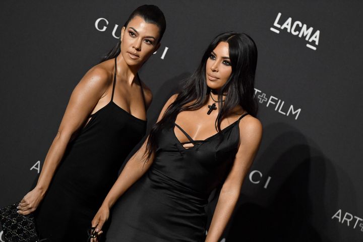 Kourtney and Kim Kardashian attend the 2018 LACMA Art + Film Gala on Nov. 3, 2018 in Los Angeles, California.