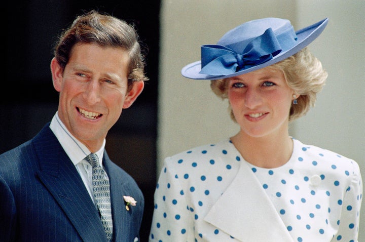 FILE - Britain's Prince Charles with his wife Princess Diana in front of Lodge Canberra, Australia, Nov. 7, 1985. King Charles III will hope to keep a lid on those tensions when his royally blended family joins as many as 2,800 guests for the new king’s coronation on May 6 at Westminster Abbey. All except Meghan, the Duchess of Sussex, who won’t be attending. (AP Photo, File)