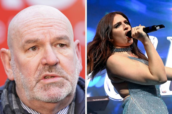Union boss Mick Whelan and the UK's Eurovision entry Mae Muller
