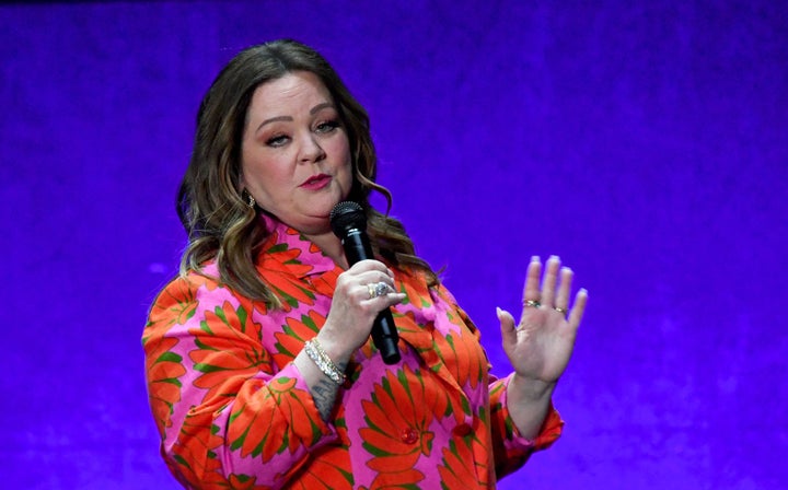 Melissa McCarthy speaks at CinemaCon 2023 at Caesars Palace in Las Vegas, Nevada, on Wednesday.