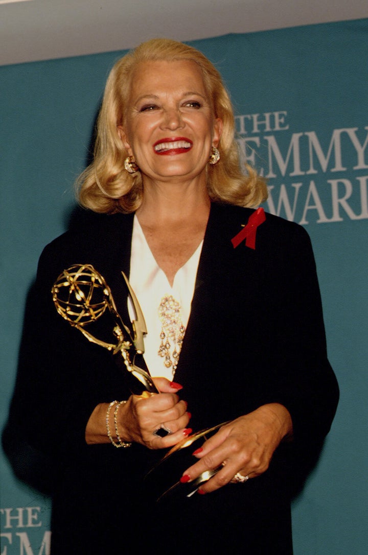 Gena with an Emmy she won for her role in Face Of A Stranger at the 44th Emmy Awards in 1992.