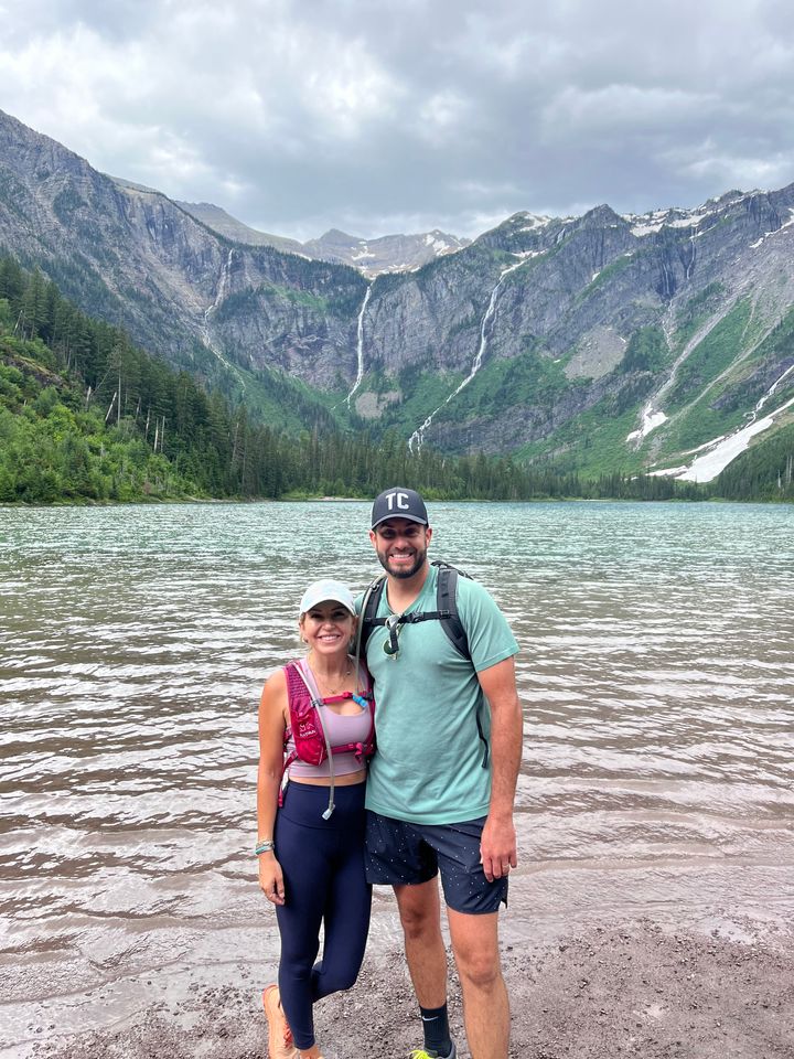 The author and Jesse hiking in Glacier National Park in July 2022.