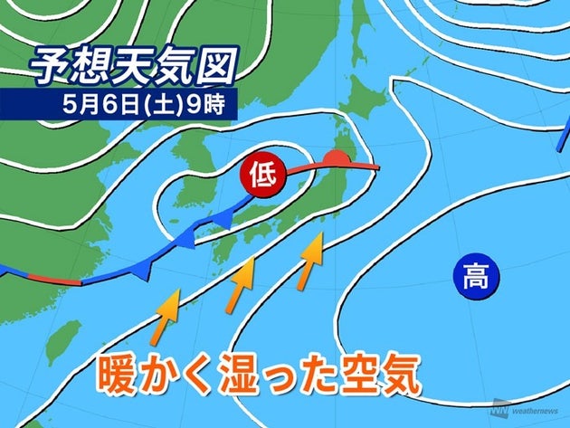 予想天気図 5月6日(土)9時