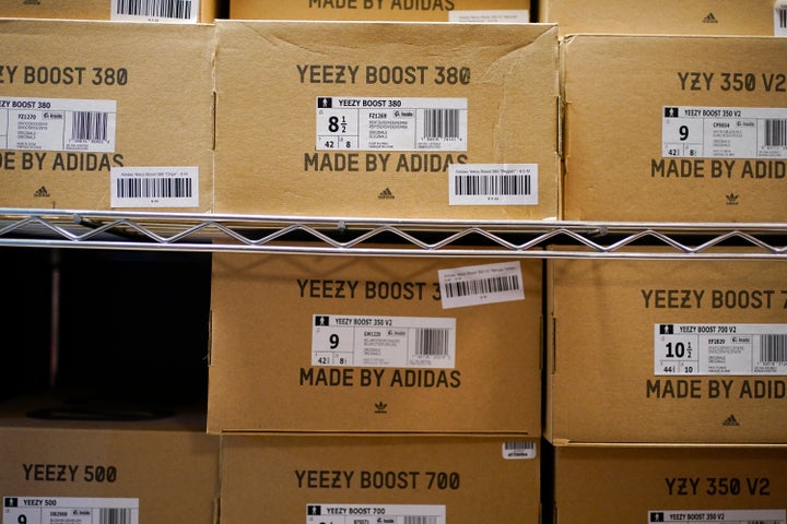 Boxes containing Yeezy shoes made by Adidas are seen at Laced Up, a sneaker resale store, in Paramus, New Jersey in October. 