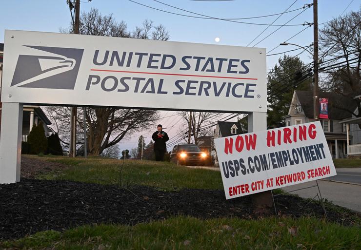 Openings at the post office in Quarryville, Pennsylvania, are advertised on March 5. A former part-time postal worker named Gerald Groff sued the United States Postal Service claiming religious discrimination because he was being forced to work on Sundays. His case was recently reviewed by the Supreme Court.