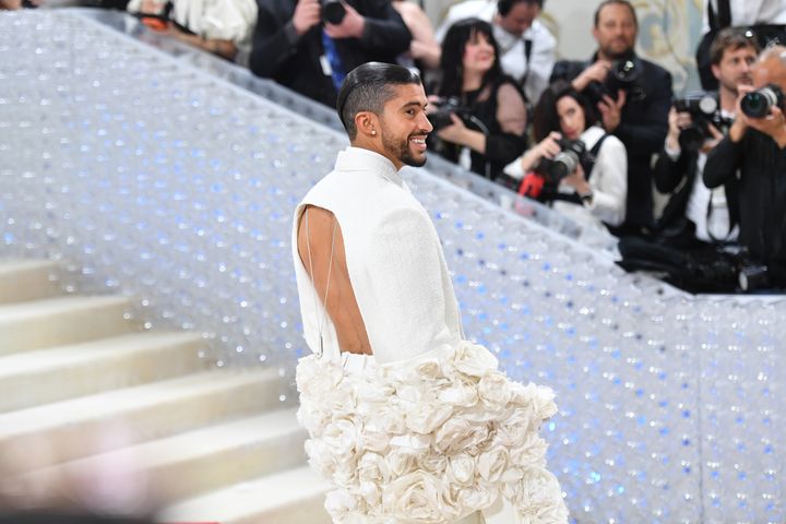 Bad Bunny brings a rose garden to the Met Gala. 