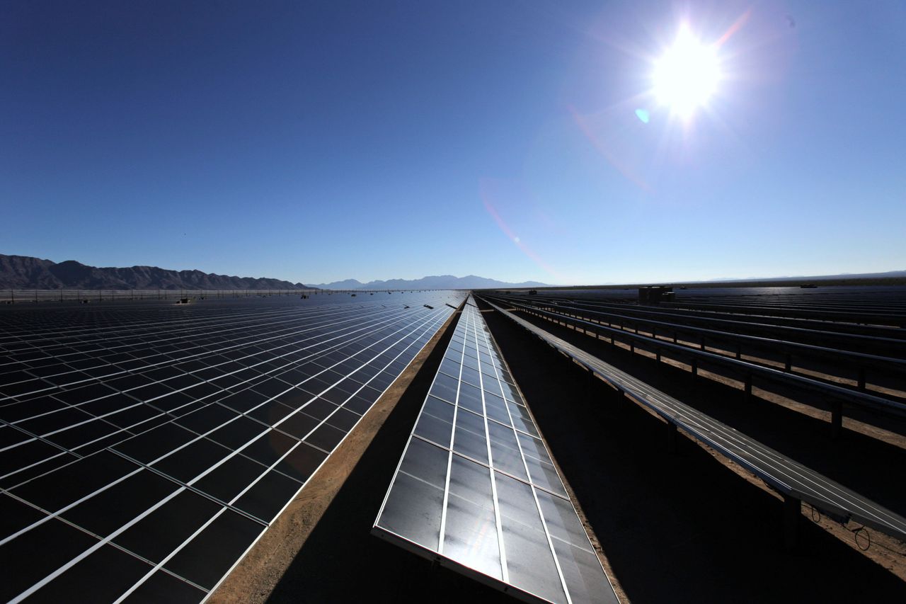 The 550-megawatt Desert Sunlight Solar Farm is one of the world's largest of its kind, sitting on 3,800 acres of federal land in Desert Center, California.