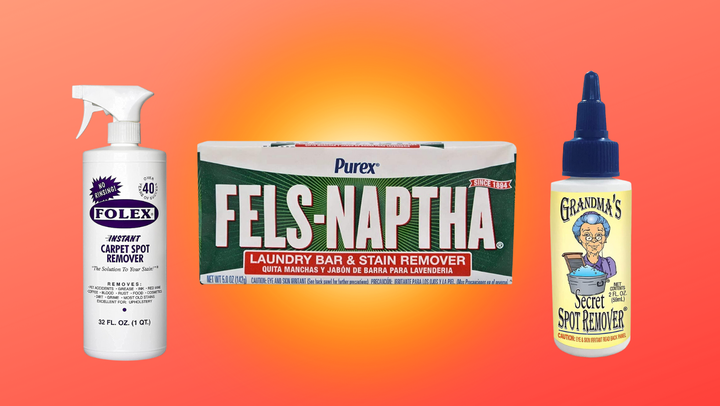 Folex carpet spot remover, Fels-Naptha laundry bar and Grandma's Secret spot remover.