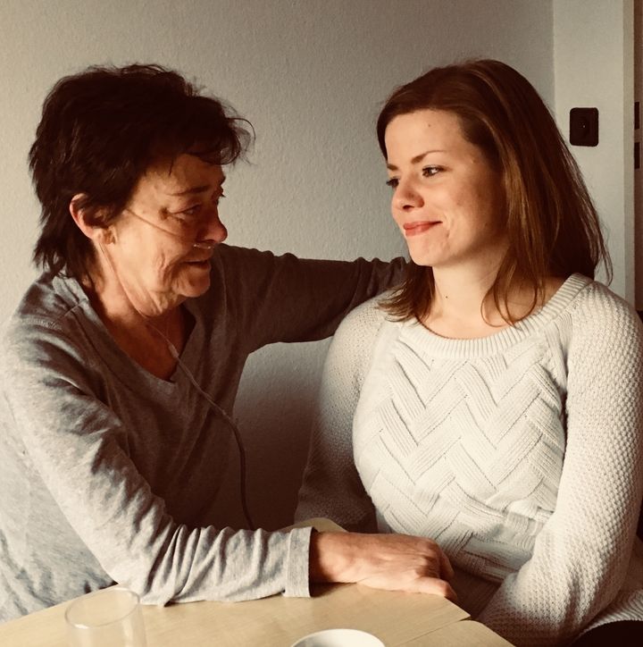 The author with her late mother.