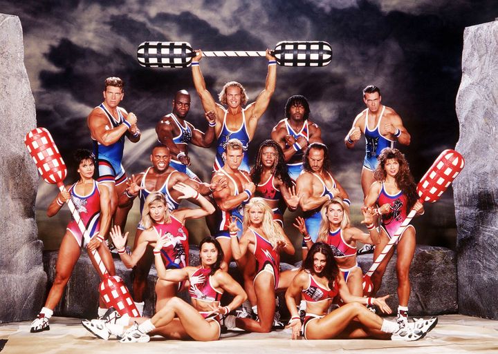 The original cast of Gladiators in the 90s