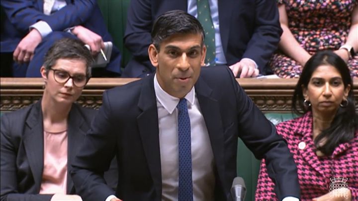 Prime Minister Rishi Sunak speaks during Prime Minister's Questions in the House of Commons, London. Picture date: Wednesday May 3, 2023.