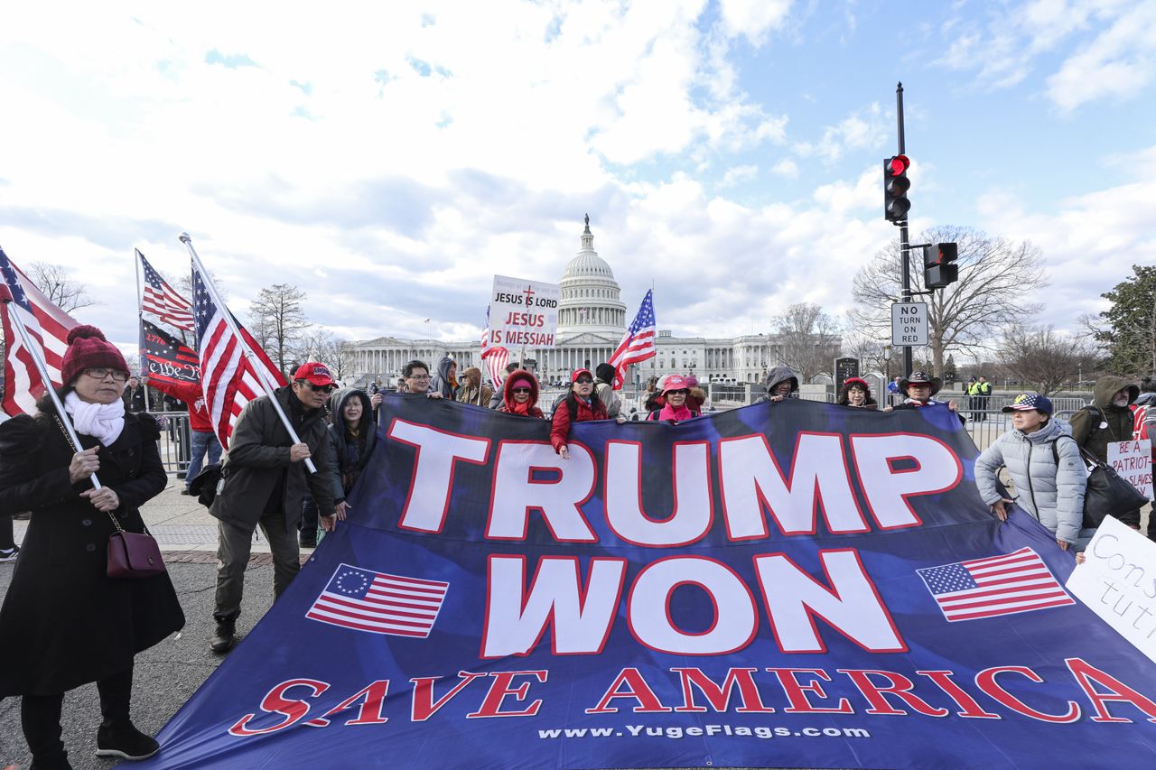 Trump supporters gather outside the U.S. Capitol building on the second anniversary of the coup attempt on Jan. 6, 2023.