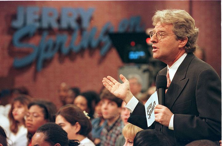 Jerry Springer acts as the ringleader on the Dec. 17, 1998 episode of his talk show.
