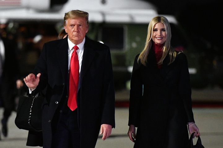 Donald Trump and Ivanka Trump make their way to board Air Force One on January 4, 2021.