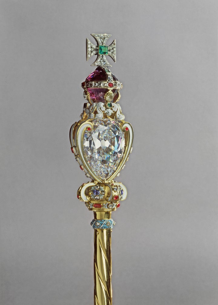 The Sovereign's Sceptre with Cross, featuring the Great Star of Africa. 