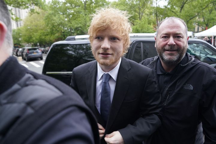 Ed Sheeran arriving in court on Thursday