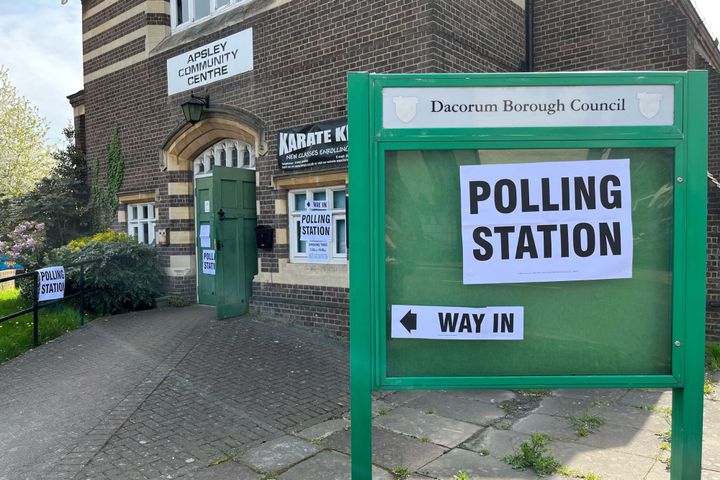 A polling station in Apsley as Dacorum Borough Council elections take place.