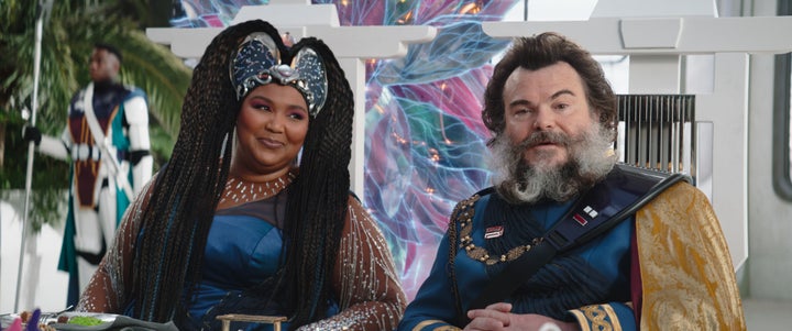 The Duchess of Plazir-15 (Lizzo) and Captain Bombardier (Jack Black) in Lucasfilm's "The Mandalorian."