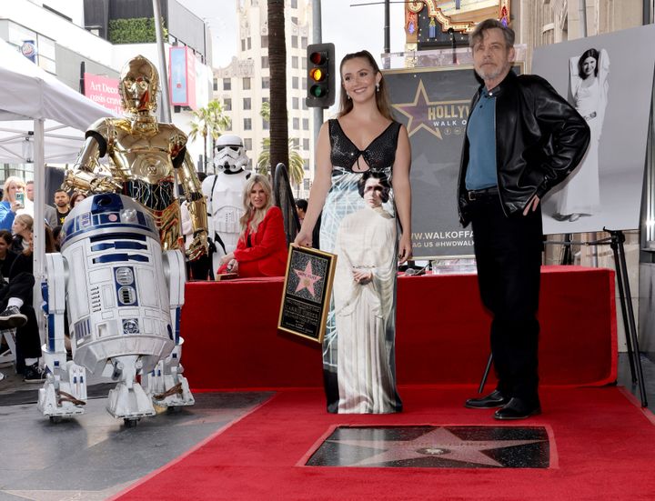 Lourd and Hamill attend the ceremony Thursday for Carrie Fisher on the Hollywood Walk of Fame.