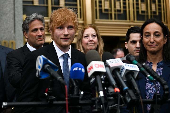 Ed Sheeran addressing the media on Thursday evening