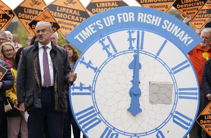 Lib Dem leader Ed Davey makes a speech in Windsor, Berkshire, where the Conservatives lost control of Royal Borough of Windsor and Maidenhead council (Photo by Andrew Matthews/PA Images via Getty Images)
