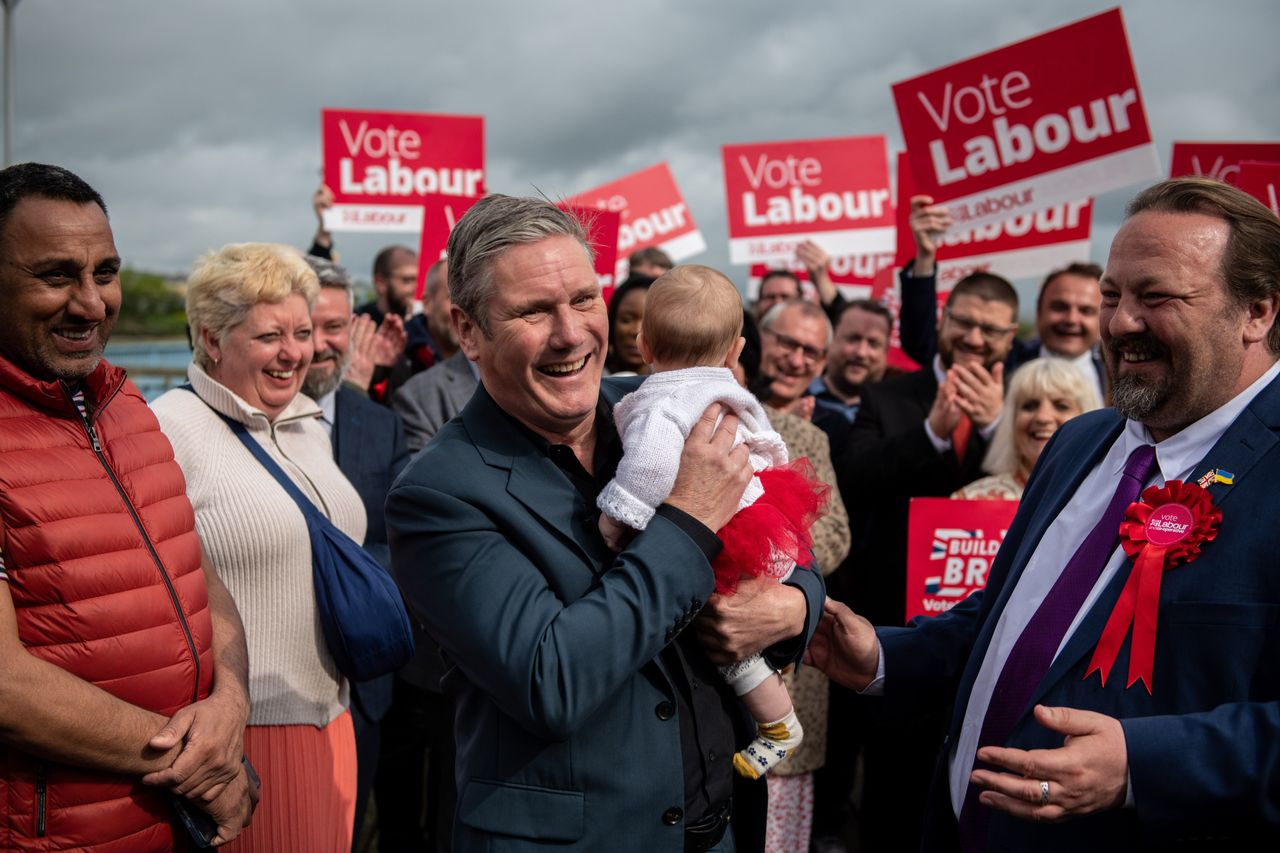 Keir Starmer celebrates Labour's victory in Medway Council.