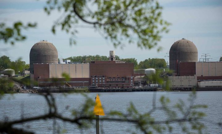 The Indian Point nuclear power plant is seen from Tomkins Cove, New York, on May 11, 2018.