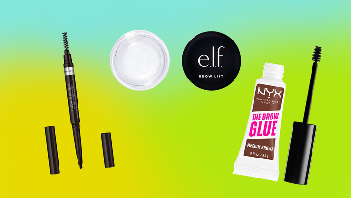 Rimmel eyebrow definer, e.l.f. brow lift, NYX brow glue