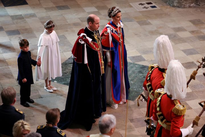 The Wales family at the coronations of Charles and Camilla.