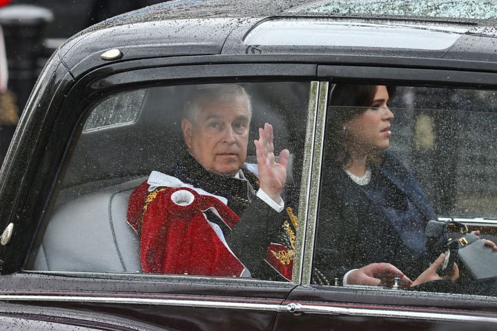 Prince Andrew arriving with his daughter Princess Eugenie