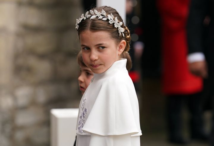 Princess Charlotte and Prince Louis arriving at Westminster Abbey. 