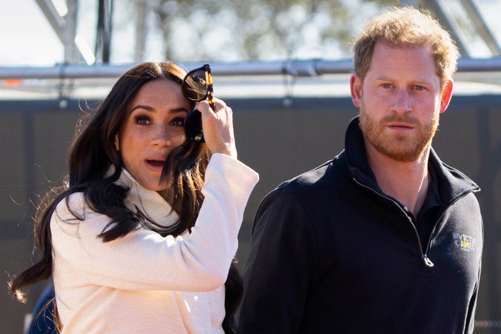 Prince Harry and Meghan Markle attend the Invictus Games in The Hague, Netherlands, on April 17, 2022. 