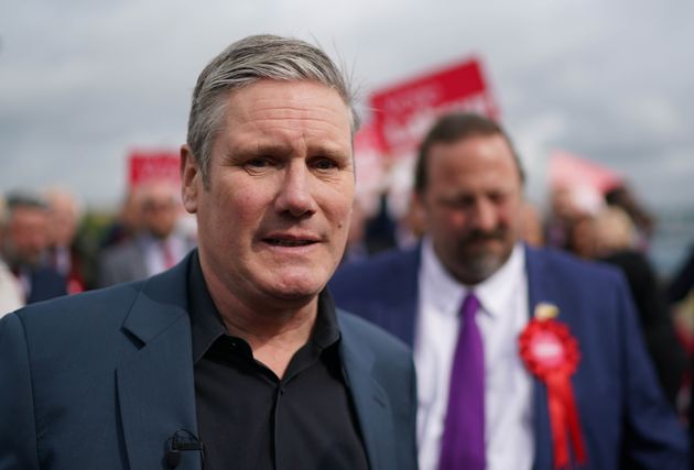 Keir Starmer with Labour party members after taking overall control of Medway Council for the first time since 1998.