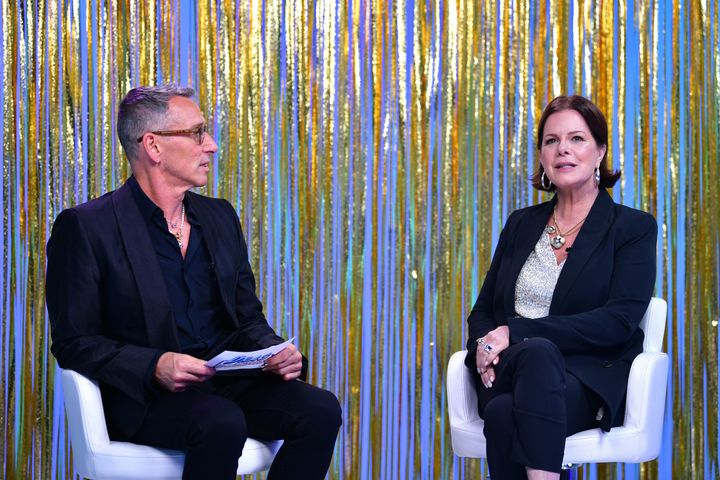 Adam Shankman and Marcia Gay Harden talk during the "Drag Isn't Dangerous" telethon on May 7, 2023. (Photo by Araya Doheny/Getty Images)