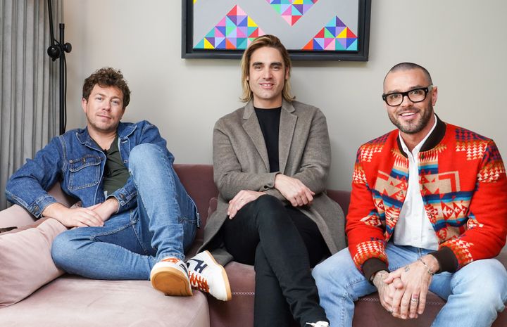 Matt with his Busted bandmates James Bourne and Charlie Simpson, pictured earlier this year